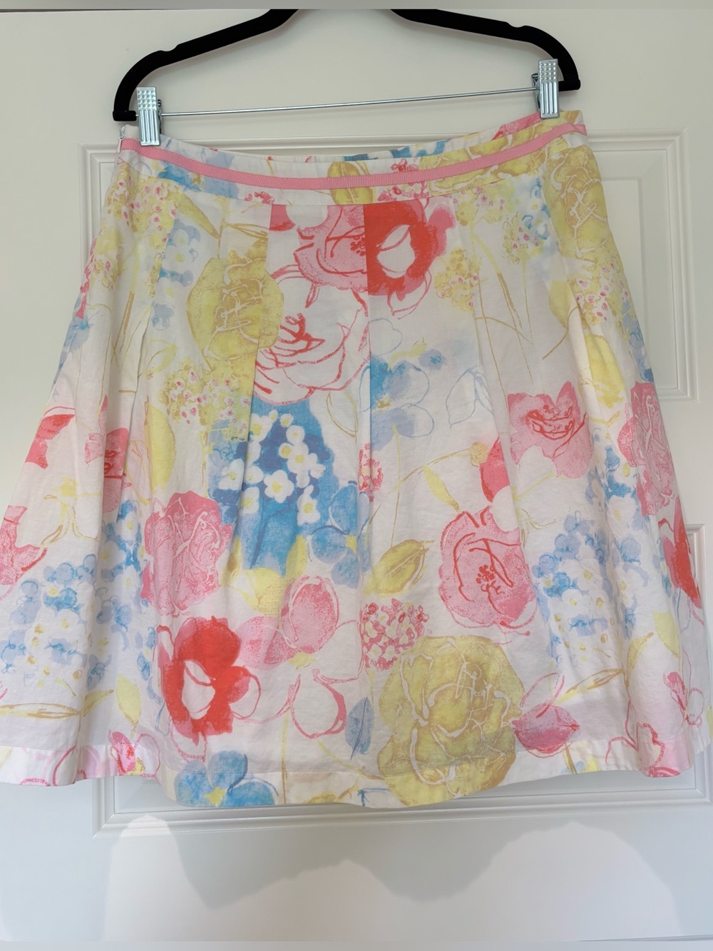 Sigrid Olsen Sz 12 Cotton Floral Print Skirt Blue Pink Cottagecore Resortwear - Picture 5 of 12